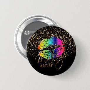 Professional Makeup Artist - Rainbow Lips 6 Cm Round Badge