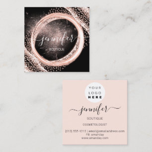 Professional Makeup Artist Rose Black Powder Logo Square Business Card