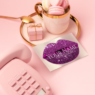 Professional Makeup Artist Rose Glitter Lip Berry Business Card