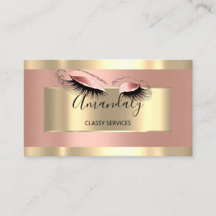 Professional Makeup Artist Rose Gold Eyelash Business Card
