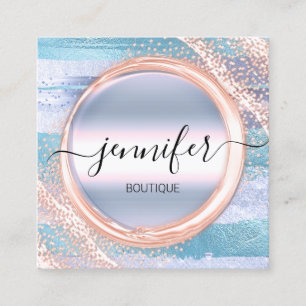 Professional Makeup Artist Rose Pastels Logo Square Business Card