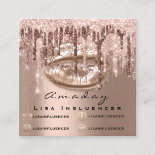 Professional Makeup ArtistDrips Glitter Social Lip Square Business Card