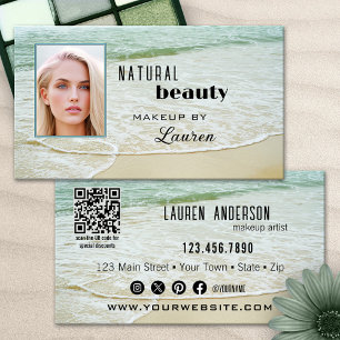 Professional Makeup Beach Beauty QR Code Business Card