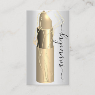 Professional Makeup Body Lipstick QR Code Silver  Business Card