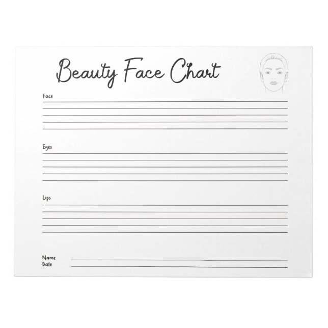 professional Makeup Face Chart  Notepad (Front)