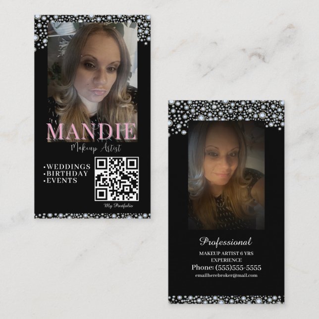 Professional Makeup Hair Lash Photo Card QR Code (Front/Back)