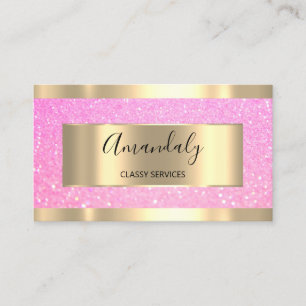 Professional Makeup Holograph Gold Glitter Rose Business Card