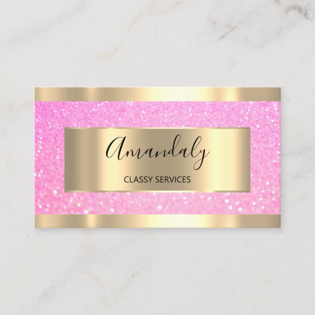 Professional Makeup Holograph Gold Glitter Rose Business Card (Front)