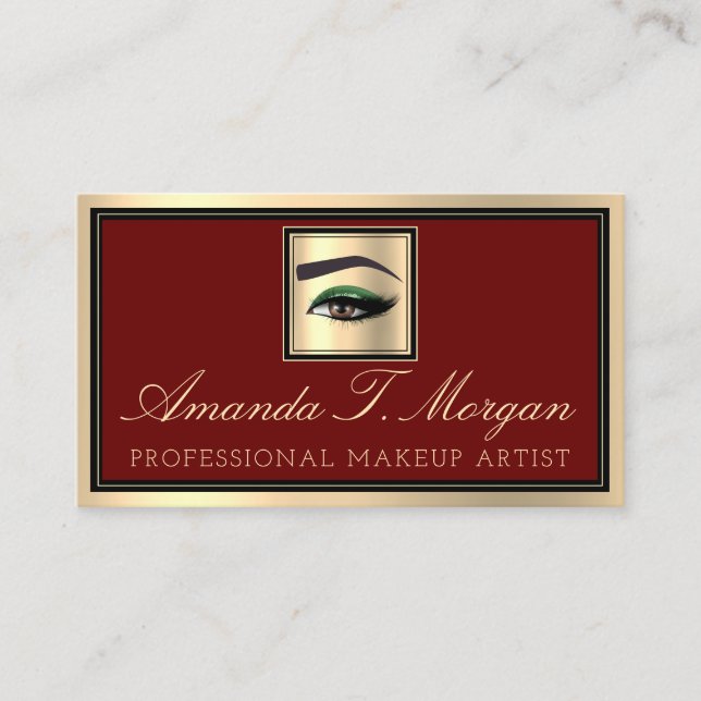 Professional Makeup Lash Extension Eyebrow Burgund Business Card (Front)