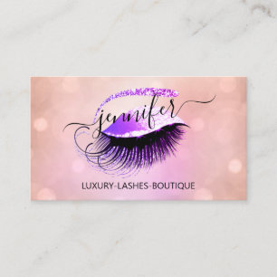 Professional Makeup Lash QR Code Pink Logo Purple Business Card