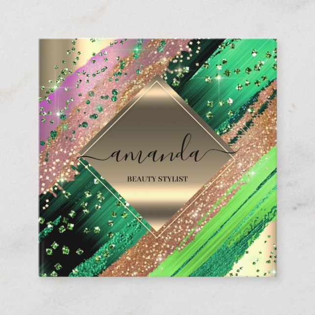 Professional Makeup Logo Tropic Body SPA Wellness  Square Business Card (Front)