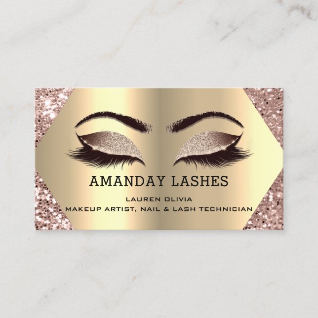 Professional Makeup Nails Appointment Rose Gold Business Card (Front)