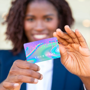 Professional Makeup Nails Holograph Unicorn Drips Business Card