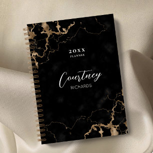Professional Marble Black Gold Logo Business 2023 Planner