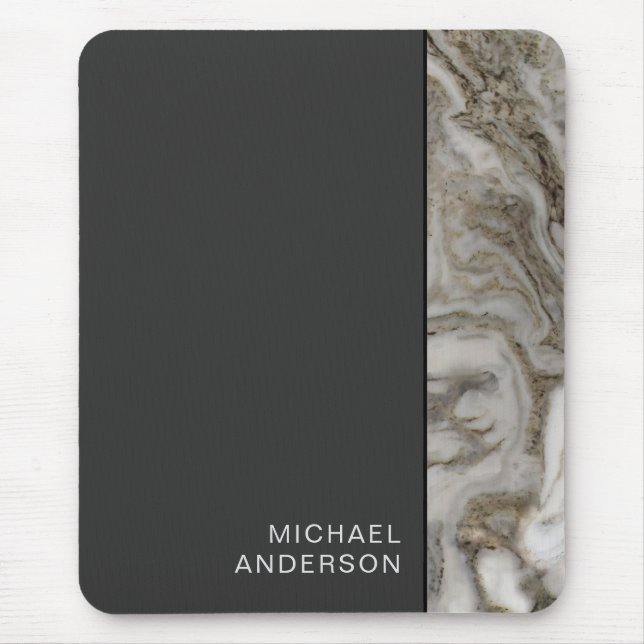 Professional Marble Edge on Flat Black with Name Mouse Pad (Front)