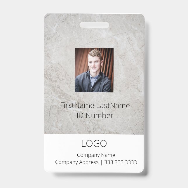 Professional Marble Look Employee ID Badge (Front)