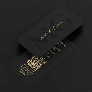 Professional Marketing Black Gold Modern Monogram  Business Card