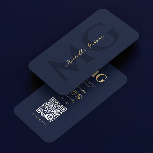 Professional Marketing Dark Navy Blue Modern  Business Card