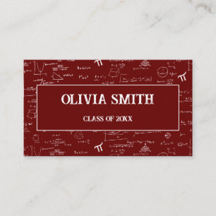 Professional Maroon Math Formulas Graduate  Business Card