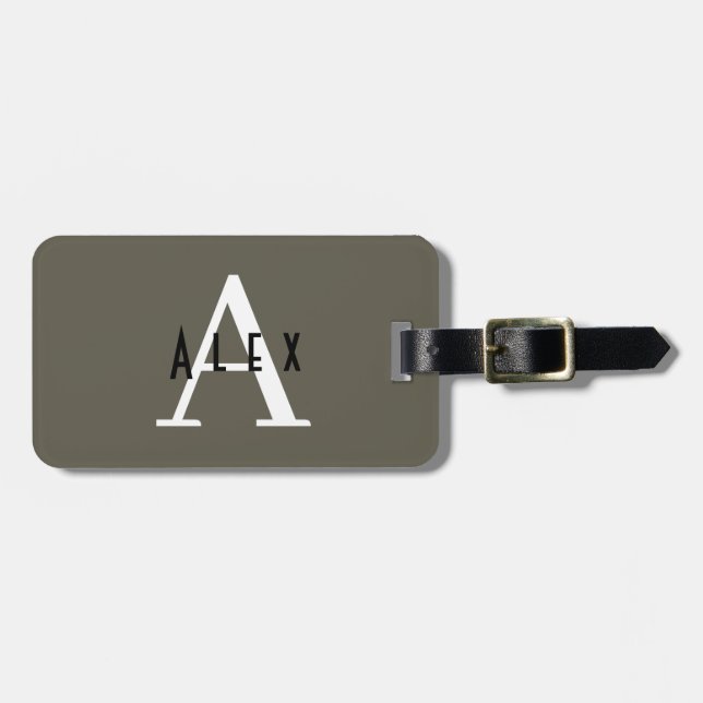 Professional Masculine Monogram Name + Initial Luggage Tag (Front Horizontal)