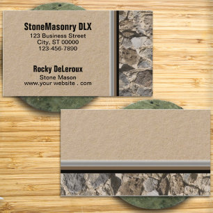 Professional Mason Stone Wall Photograph Border Business Card