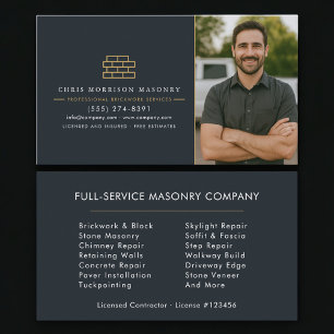 Professional Masonry Bricklayer Brick Photo Business Card