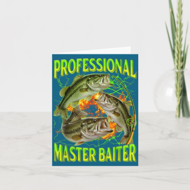 Professional Master Baiter Funny Fishing Meme Boot Card (Front)
