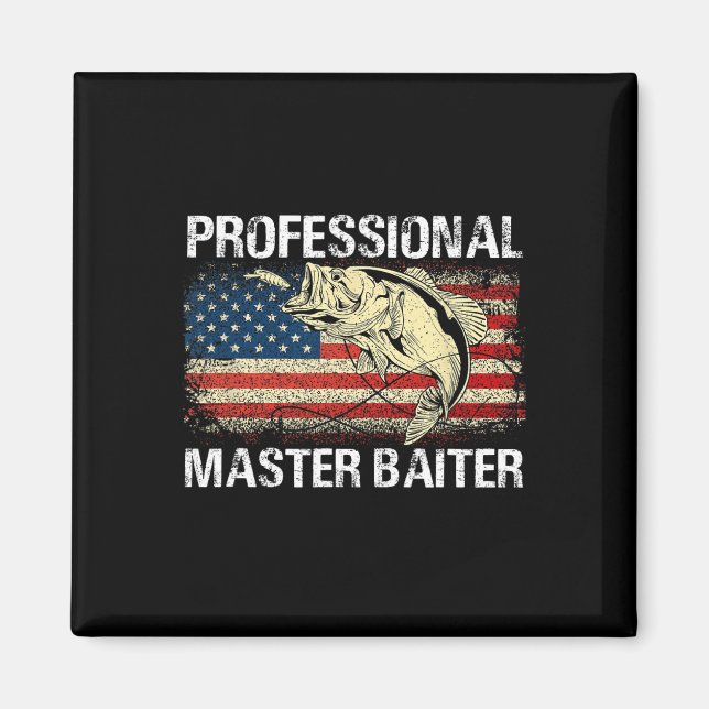 Professional Master Baiter Retro American Flag Fun Magnet (Front)