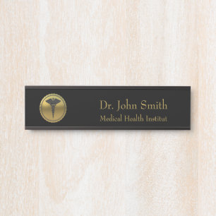 Professional Medical 3D Gold Caduceus Emblem Door Sign