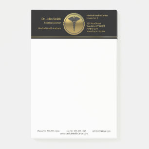 Professional Medical 3D Gold Caduceus Emblem Post-it Notes