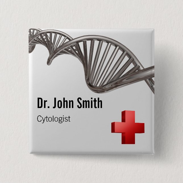 Professional Medical 3D Symbol Cross DNA 15 Cm Square Badge (Front)