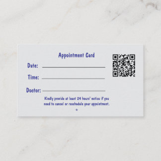 Professional Medical Appointment Card with QR Code