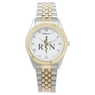 Professional Medical Asclepius Black Nurse RN Watch