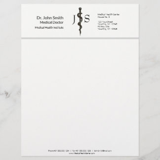 Professional Medical Asclepius Black Simple White Custom Letterhead