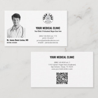 Professional Medical Doctor Photo & Logo, QR Code  Business Card