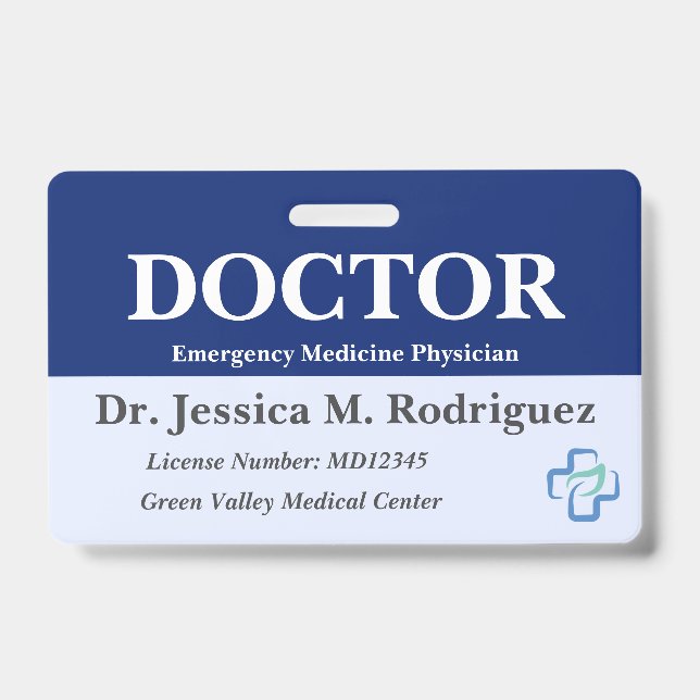 Professional Medical Doctor Surgeon Physician ID Badge (Front)