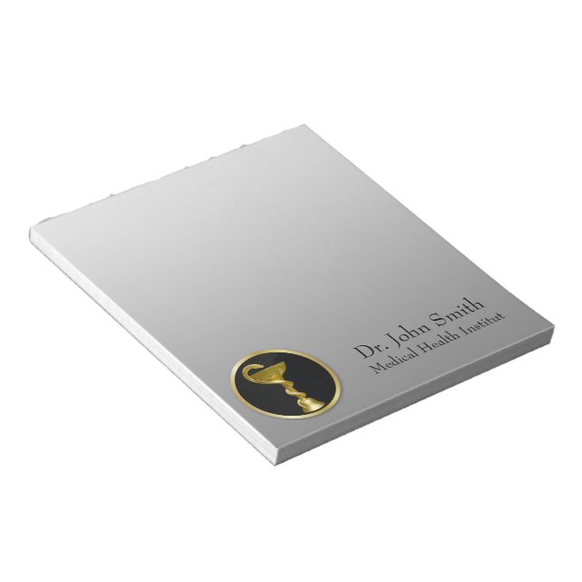 Professional Medical Hygieia Bowl Gold Notepad (Angled)