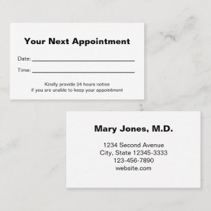 Professional Medical Office Appointment Reminder Card