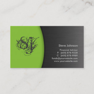 Professional Metal Business Card Financial Green