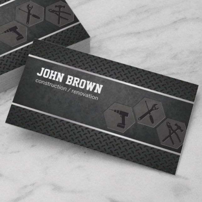 Professional Metal Construction Carpentry Handyman Business Card (Creator Uploaded)