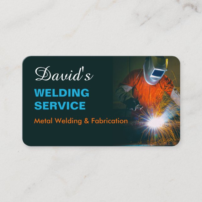 Professional Metal Welding Fabrication Contractor  Business Card (Front)