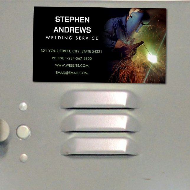 Professional Metal Welding Fabrication Contractor Magnetic Business Card (Professional Metal Welding Fabrication Contractor Business Card Magnet)