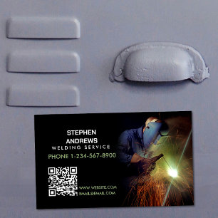 Professional Metal Welding Fabrication QR Code Magnetic Business Card