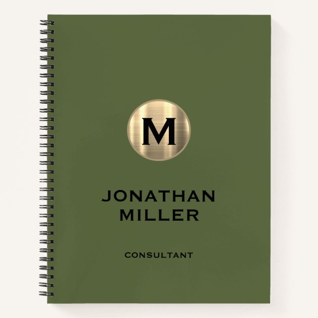Professional Metallic Gold Monogram Notebook (Front)