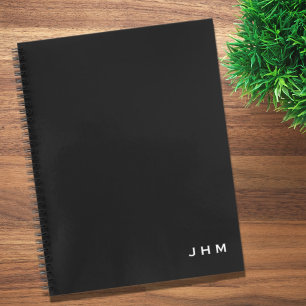 Professional Minimal Black White Monogram Initials Notebook