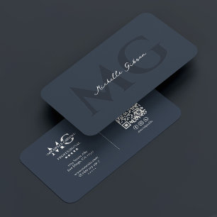 Professional Minimal Charcoal Blue Business Card