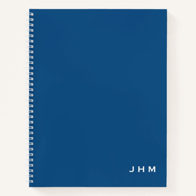 Professional Minimal Classic Blue & White Monogram Notebook (Front)