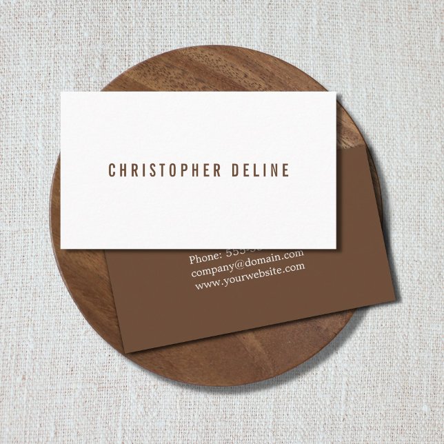 Professional Minimal Dark Brown White Consultant Business Card (Creator Uploaded)