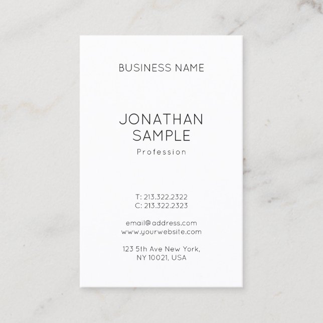 Professional Minimal Design Modern Vertical Plain Business Card (Front)
