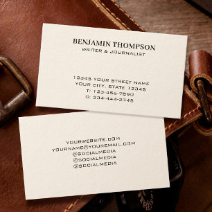 Professional Minimal Elegant Black & Cream Business Card